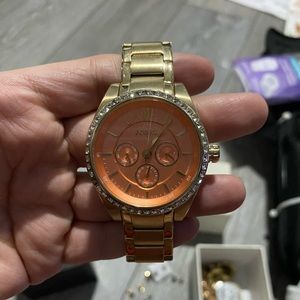 Pink and gold fossil watch